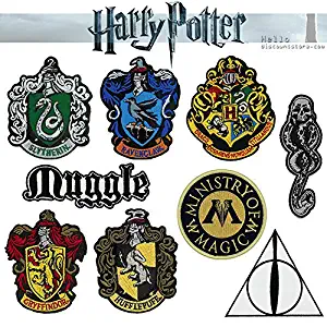 Harry Potter Hogwarts House Crest Iron on Patch : 9pks 1 Set