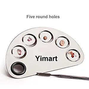 Yimart Pro Stainless Steel Makeup Cosmetic Artist Five Holes Mixing Pallete Spatula