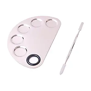 FlyItem® Professional Stainless Steel Makeup Cosmetic Semicircle Artist Five Holes Mixing Pallete Spatula