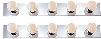 Dysmio Lighting Five Light Vanity Strip, Polished Chrome, 30-Inch - 2 Pack