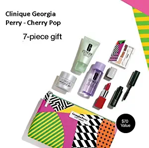 Clinique 7PC Cosmetic Gift Set Georgia Perry Bag/Cherry Pop New&Sealed $70Value!