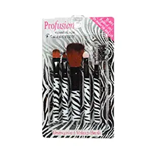 Profusion Makeup Brush and Comb Set, Zebra Theme - All in One, Set of 5