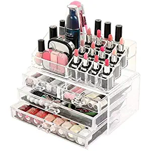 EYX Formual Acrylic Cosmetic Organizer for Lipstick and Makeup Brush Holder,Cosmetic Display case for Women Drawer