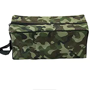 Toiletry Bag for Men Women, Camouflage Square Makeup Cosmetic Bag Waterproof Travel Bath Washing Organizer for Home Gym Travel Dorm Bathroom Washing Bag Case (9.4 x 3.9 x 5.5 inch, Dark Camouflage)