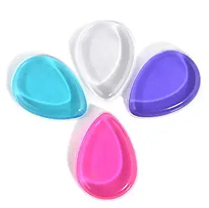 Auch 4 PCS Silicone Gel Foundation Makeup Puff Cosmetic Beauty Tools Powder Blender Silicon Sponge, Blue, Hot Pink, Pink