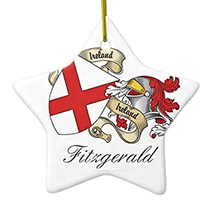 Fi53tch Fitzgerald Family Crest Christmas Ornaments Ceramic Star Shape Christmas Keepsake Gifts 2019 for New Home Girls Boys Kids