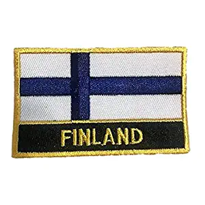Finland Flag Patch/European Embroidered Iron-On Travel Patch (Finnish sew-on w/Words, 2" x 3")