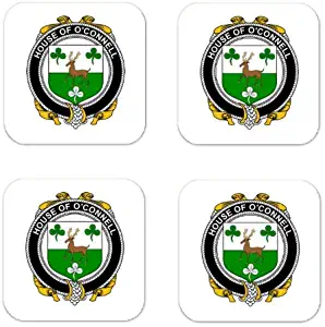 Oconnell Family Crest Square Coasters Coat of Arms Coasters - Set of 4