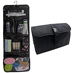 Hanging Toiletry Bag Travel Kit for Men and Women Waterproof Wash Bag Compact Makeup Organizer Bag Shaving Kit for Bathroom, Travel Accessories, Cosmetics, Shampoo, Body Wash (Black)