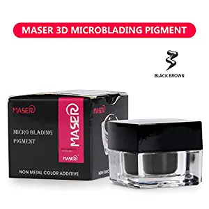 MASER 3D Microblading Pigment 100% Plant Material Tattoo Ink Permanent Makeup Pigment for Manual Pen for Eyebrow Lip and EyeLiner (BLACK BROWN)