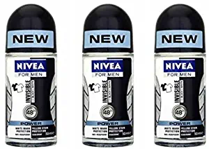 Nivea for Men Deodorant Roll On 1.69 Oz (Invisible B&W Power) Pack of 3