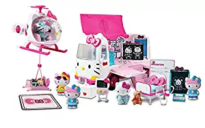 Jada Hello Kitty Rescue Set with Emergency Helicopter & Ambulance Playset, Figures & Accessories, Pink & White