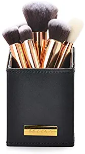 Escova Angled Brush Holder Organizer: Faux Leather, Vegan Friendly, Perfect for Makeup Brushes, Eyeliners and Mascaras – (Obsidian Black)