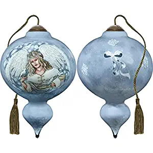 Ne'Qwa Art Hand Painted Blown Glass Winter Angel Ornament,