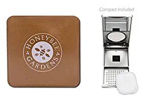 Honeybee Gardens Sundance Pressed Mineral Powder Foundation (0.26 oz) with Silver Mirrored Compact and Flocked Cotton Puff, Vegan and Eco-Friendly