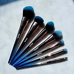 Mode Cosmetics Bluwave 7 Piece Professional Makeup Brush Set with Storage Bag, Beautiful Blue and Rose-Gold Ombre Effect Handles, Cruelty Free, Vegan, Hypoallergenic, Synthetic Luxury Make Up Brushes