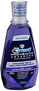 Crest Pro-Health Advanced Anticavity Fluoride Mouthwash Extra Deep Clean - 33.8 oz, Pack of 2