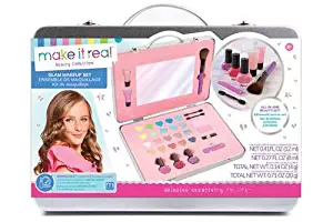 Make It Real - All-in-One Glam Makeup Set. Girls Makeup Kit is a Perfect Starter Cosmetic Set for Kids and Tweens. Includes Case, Mirror, Eye Shadow, Blush, Brushes, Lip Gloss, Nail Polish and More