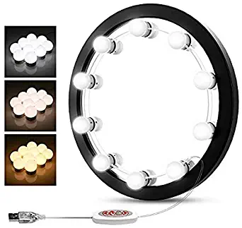 BEAUTME Hollywood LED Vanity Mirror Lights Kit with Dimmable Light Bulbs,Beauty Lighting Fixture Strip for Makeup Vanity Table Set in Dressing Room, Mirror Not Included(10 Bulbs kit) …