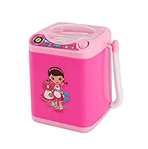 MAKEUP BRUSH CLEANER SPINNER MACHINE - Electronic Mini Washing Machine Shape Automatic Makeup Brush Cleaner Dries Deep Cleaning for Brushes, Sponge and Powder Puff Tiktok Toy (Pink)
