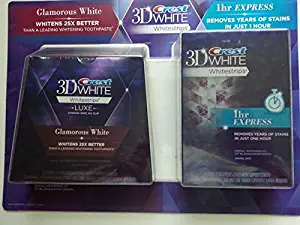 Crest 3d White Combo Pack Luxe Glamorous White and 1 Hour Express Whitestrips