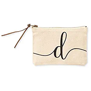 Mud Pie Printed D Initial Canvas Cosmetic Pouch