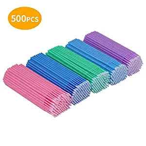 Cuttte 500 PCS Disposable Micro Applicators Brushes Latisse Applicator for Eyelashes Extensions and Makeup Application (Head Diameter: 1.5/2.0/2.5 mm)