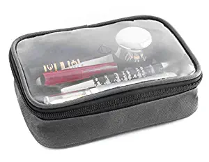 Wanderwind Premium SMALL TSA Approved Clear Durable Toiletry Bag for Domestic/International Travel | Quart Size 3-1-1 Compliant Toiletries/Cosmetics/Accessories in Carry-On Luggage (SMALL, Light Gray)