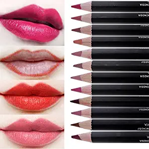 CCbeauty 12pcs Women's Professional Makeup Lip liner Pencil Set with Cover Waterproof Long Lasting Lip Pencil Colors Matte Set