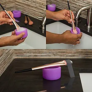 Perfect Makeup Brush Cleaning and Drying Kit – Use as a Makeup Brush Washer and Makeup Brush Dryer in a Few Simple Steps – Includes 2 Silicone Cups, 3 Drying Shaping Straps and 1 Storage Bag