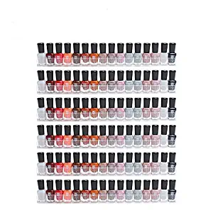 Display4top 6 Pack of Clear Acrylic Nail Polish Rack, Kids Invisible Floating Bookshelf, Wall Mounted Display Organizer