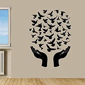 xbwy Wall Decals Doves Flying Out of Hands Vinyl Sticker Murals Art 60x90cm