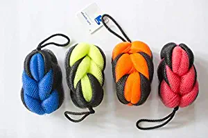 Bradford Soap Deluxe Men's Braided Body Sponge | Mesh Shower and Bath Sponge | Pack of Four (4) | Ergonomic Design for Extra Exfoliation