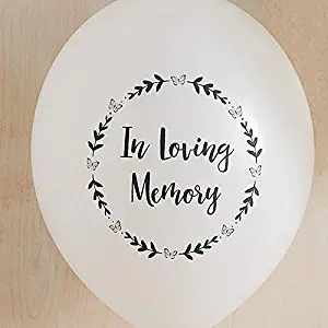 ANGEL & DOVE 25 White 'in Loving Memory' Biodegradable Funeral Remembrance Balloons - for Memory Table, Memorial, Condolence, Celebration of Life