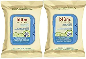 Blum Naturals Normal Skin Daily Towelettes (Pack Of 2) with Chamomile, Ylang Ylang Oil, Aloe Vera and Chamomile Extract, 30 wipes each