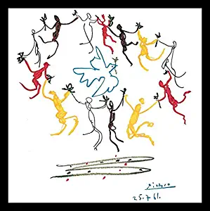 Buyartforless IF HG AP625 1.25 Black Framed Dance of Youth by Pablo Picasso 24X24 Art Print Poster Dove of Peace Colorful Square Version