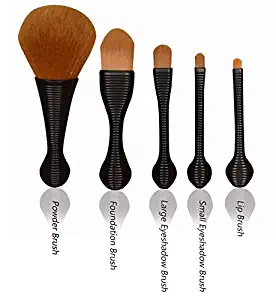 BYAMD 5 pieces Makeup Brushes Premium Quality Synthetic Foundation Flawless Powder Cosmetics Portable Brushes Kits(Black)