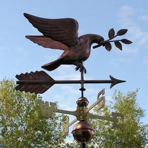 COPPER PEACE DOVE W/ARROW WEATHERVANE MADE IN USA #239