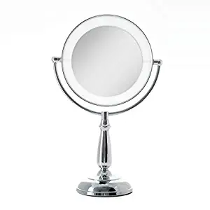 Zadro Ultra Bright Dual-Sided LED Lighted Vanity Mirror with 1X & 10X magnification in Chrome Finish.