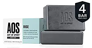 Art of Sport Body Bar Soap (4-Pack), Rise Scent, with Activated Charcoal, Tea Tree Oil, and Shea Butter, 3.75 oz