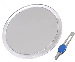 DBTech Large 8" Suction Cup 10X Magnifying Mirror with Precision Tweezers