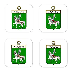 Mcguire Or Maguire Family Crest Square Coasters Coat of Arms Coasters - Set of 4