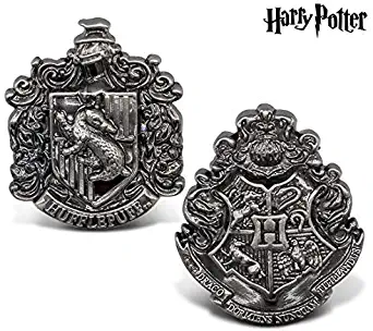 Warp Gadgets Bundle - Harry Potter - Hufflepuff and Hogwarts Crest Pewter Lapel Pins (2 Items)