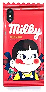 ChillNChic Milky Candy Wrapper Design Soft TPU Cases Covers for Apple iPhone X iPhoneX Red Girls Boy Kids Gift Fun Creative Cute Lovely Unique Novelty Japanese Cartoon Animation