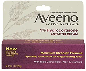 Aveeno Anti-Itch Cream, 1% Hydrocortisone, Maximum Strength, 1 Ounce (Pack of 6)