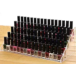 Cq acrylic 72 Bottles of 5 Layers Nail Polish Rack-Clear Nail Polish Display,Just Stand on The Table or Desk,16.4x7.8x7.5 inch,Pack of 1