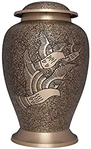 Liliane Memorials Black and Bronze Funeral Urn Cremation Urn for Human Ashes -Hand Made in Brass -Suitable for Cemetery Burial or Niche- Large Size fits Remains of Adults up to 200 lbs- Nile Model