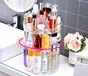Sooyee 360 Degree Rotating Makeup Organizer, Clear Acrylic Adjustable Multi-Function Large Capacity Cosmetic Display Storage Box Display Holder Case Stand