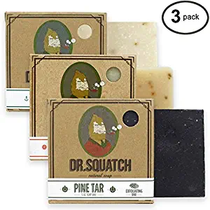 Dr. Squatch Men's Soap Sampler Pack (3 Bars) – Pine Tar, Cedar Citrus, Nautical Sage – Natural Manly Scented Organic Soap for Men (3 Bar Bundle Set)