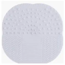 Makeup Brush Cleaner - Silicone Cleaning Mat Includes Suction Cup Grip Mount- Beauty Product Travel Size (White)